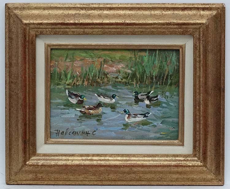 Sergei Nebessikhine comparable auction result: sergei nebessikhine b 1964 russian school oil on canvas ducks on the