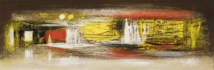 Kenneth Mahood comparable auction result: kenneth mahood b 1930 harbour red and yellow