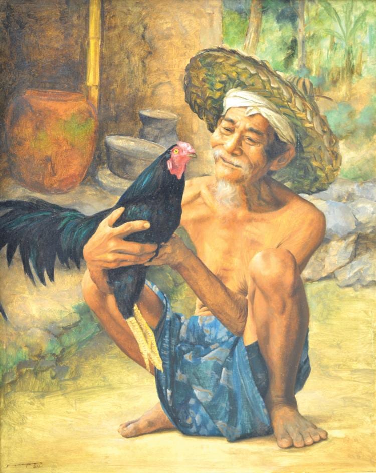 Kok Poo | Balinese Men With Rooster comparable sale