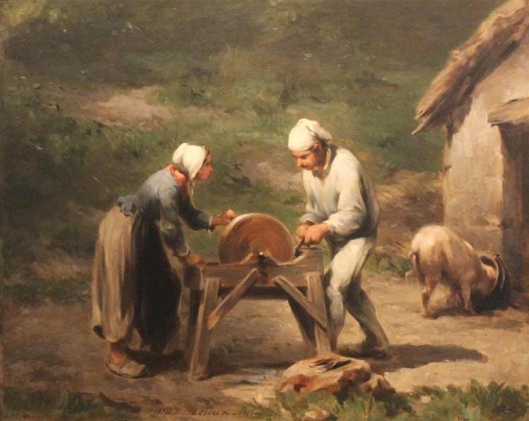 Adolphe Pierre Leleux comparable auction result: adolphe pierre leleux french 1812 1891 grinders 1855 oil on canvas 24 x 29 in
