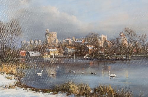 Michael Morris (British, born 1938)/Windsor Castle/oil on canvas, 49cm x 74cm sold by Chorley's, lot 913 — auction record photograph