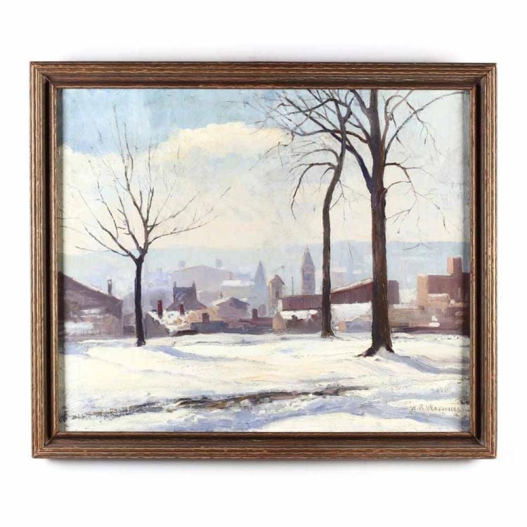 William Reginald Watkins comparable auction result: william reginald watkins md 1890 1985 rooftops in winter