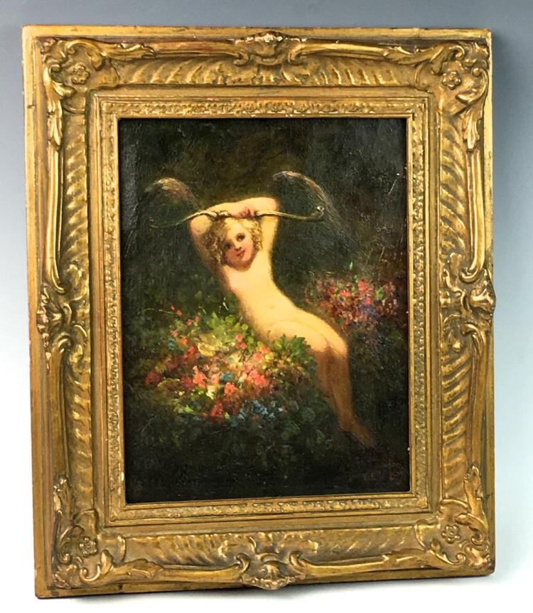Aloys Lang comparable auction result: painting of cupid signed louis lang