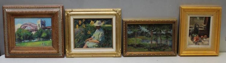 Susan  Grisell comparable auction result: lot of 4 oil on board paintings