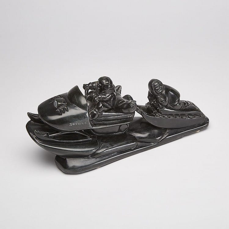 Jimmy Inaruli Arnamissak comparable auction result: jimmy inaruli arnamissak 1946 snowmobile dragging komatik stone 6 x 13 x 4 in 15 2 x 33 x 10 2 cm
