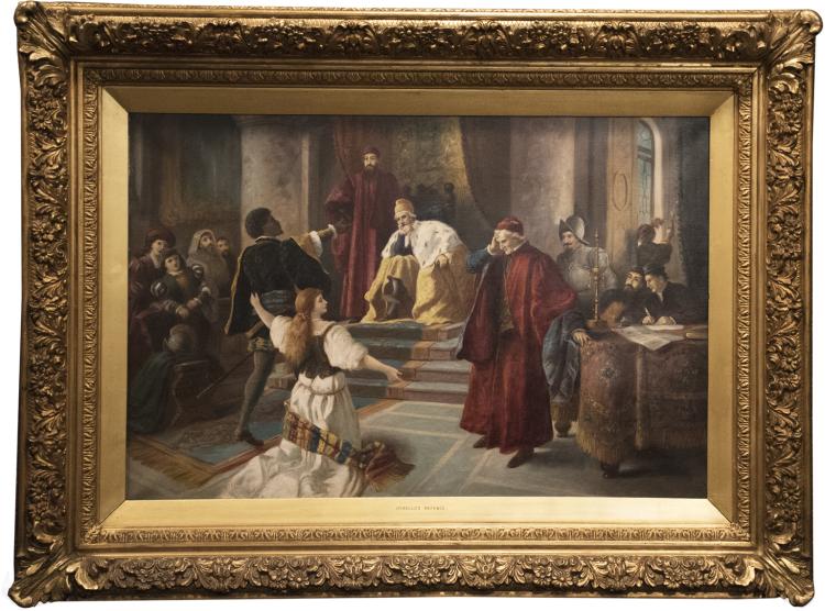 18th Century Oil Painting Entitled “Othello’s Defense” by William Hogarth (attr.) sold by Worthington Galleries, lot 80 — auction record photograph