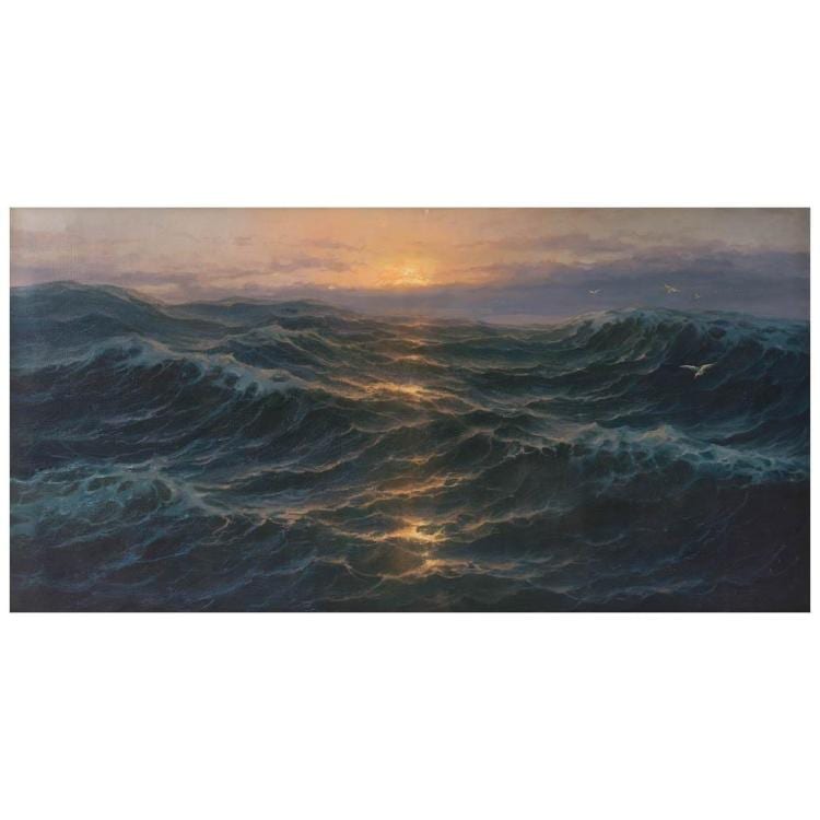 Guillermo Gomez Mayorga comparable auction result: guillermo gomez mayorga el sol en las olas signed oil on canvas 85 x 170 cm 33 4 x 66 9 inches