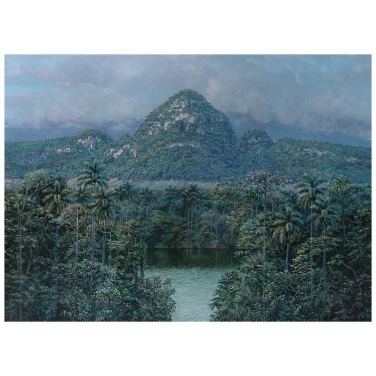 Carlos Rios comparable auction result: carlos rios las aguas al pie de la sierra signed on the front signed and dated 2017 on the reverse acrylic on canvas 110 x 150