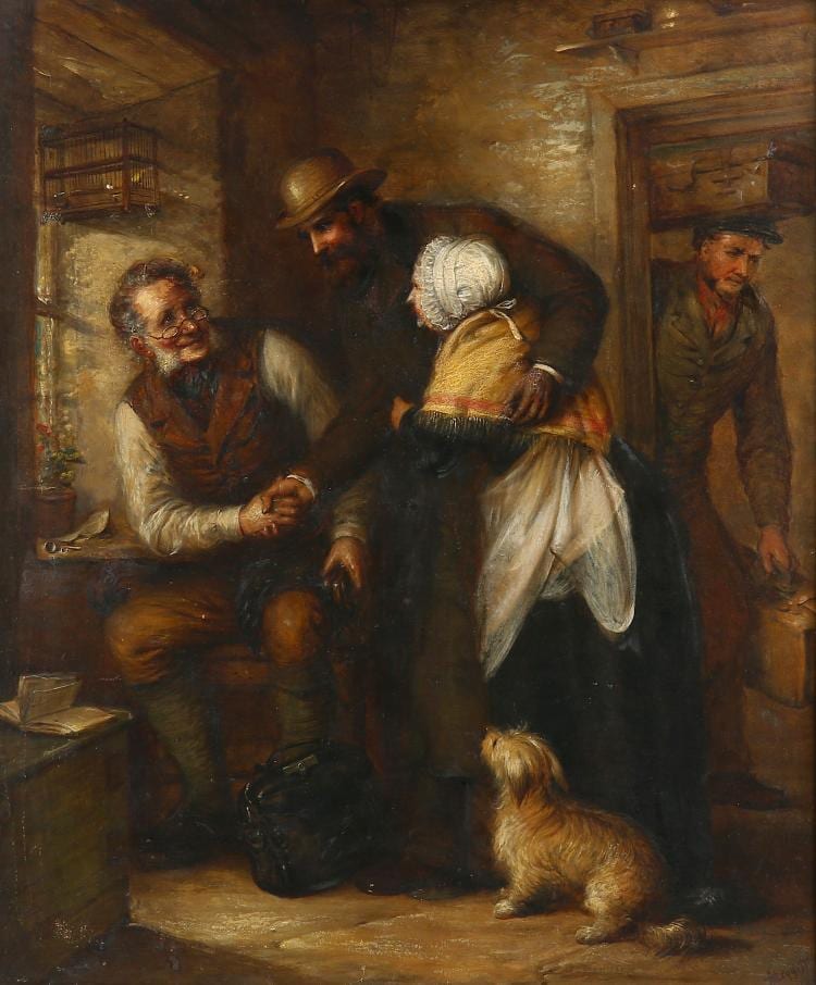 Alexander Leggett comparable auction result: alexander leggett 1828 1884 after many years oil on canvas signed lower right and inscribed verso with collectors wax seal 74 x 62cm framed with slip