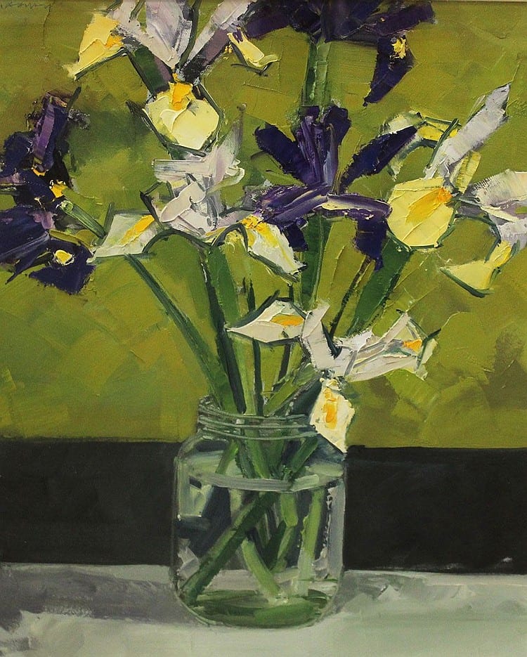 Paul Donaghy comparable auction result: paul donaghy irises in a glass jar