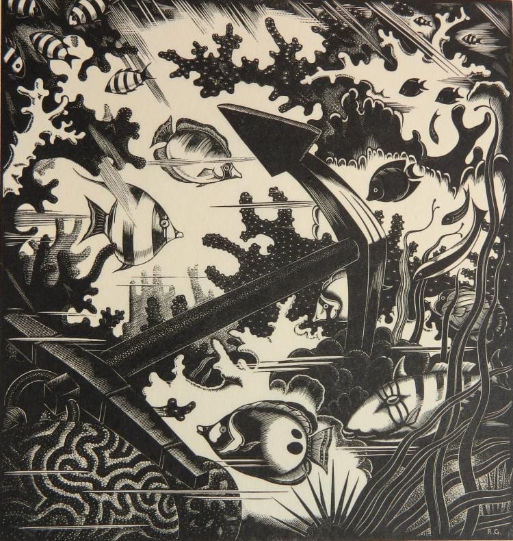 Robert (1889) Gibbings comparable auction result: robert gibbings wood engraving