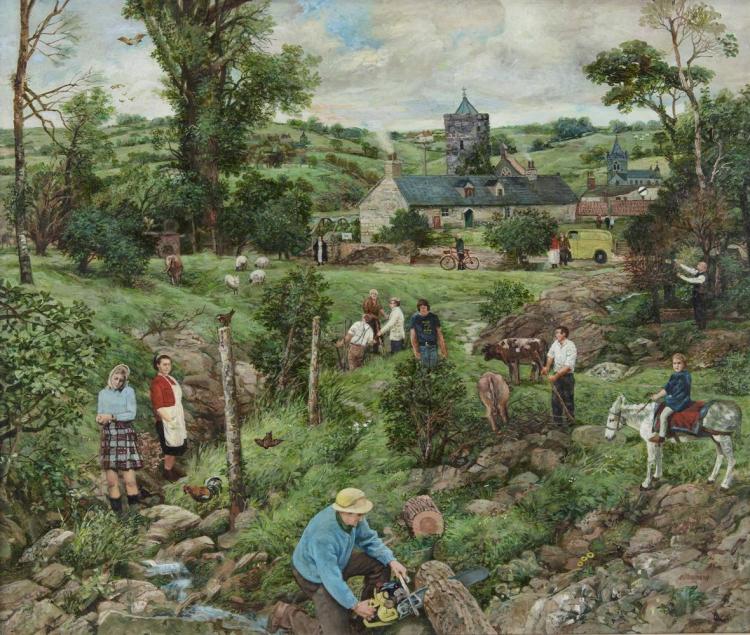 Jack Cudworth comparable auction result: jack cudworth b 1930 farm workers 1979 oil on board 51 x 61cm 20 x 24 signedprovenance from the estate of the late cyril murray with the tom caldwell gallery belfast