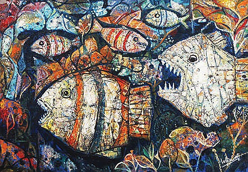 Widayat (Kutoarjo, C. Java, 1919 - Jakarta, 2002) Ikan comparable sale