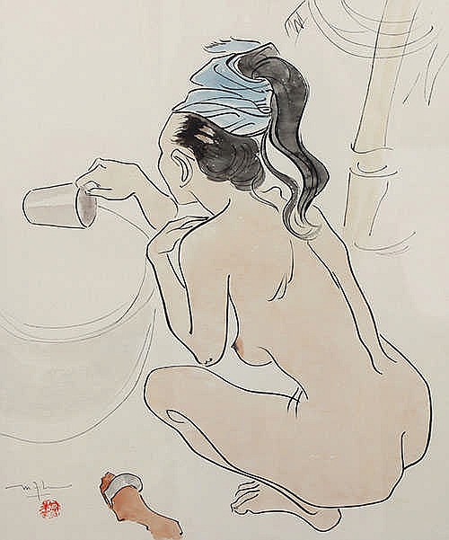 Lee Man Fong (Guangzhou, Canton, China 1913 - Jakarta, Indonesia,1988) Bathing comparable sale