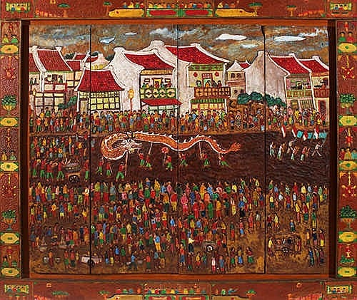 Amrus Natalsya (b. Medan, N. Sumatra, 1933) Barongsai In Chinatown comparable sale