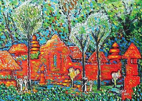 Arie Smit (Zaandam, The Netherlands, 1916 - Denpasar, Bali, 2016) A Temple in Bali comparable sale