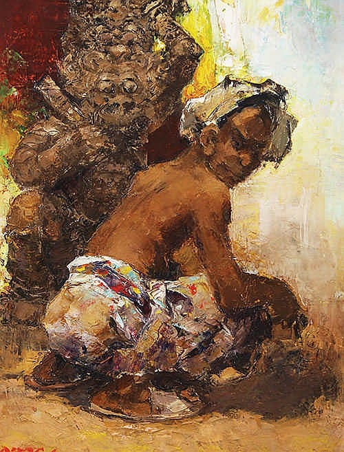 Adolfs, Gerard Pieter (Semarang, C. Java, 1897 - De Bosch, The Netherlands, 1968) Bali Sculpture and Man comparable sale