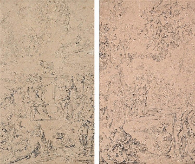 Raymond Lafage comparable auction result: anoniem anonyme xix xxde aanbidding van het gouden kalf moze