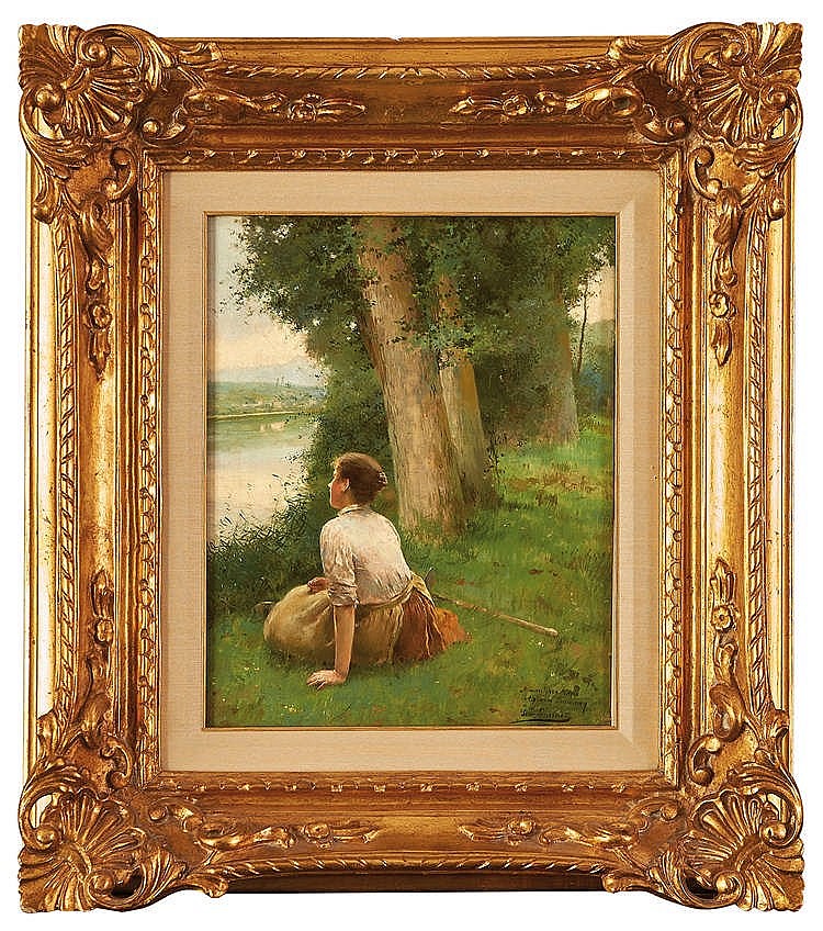 Luis Jimenez Aranda comparable auction result: luis jimenez aranda seville 1845 france 1928 mujer en el r o oil on board
