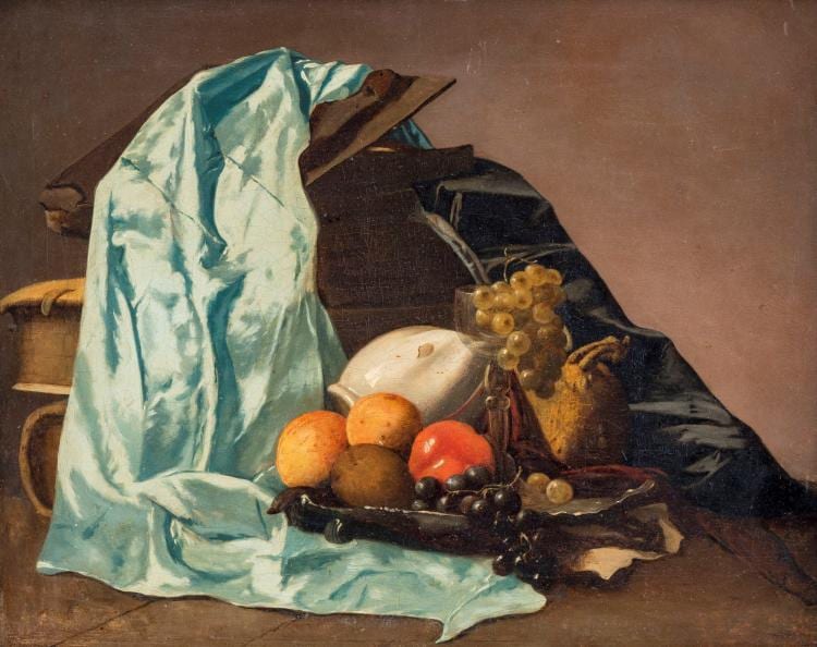 Jan Vermeer comparable auction result: jan vermeer 1632 1675 suiveur de nature morte huile sur toile xixe s 40x51 cm
