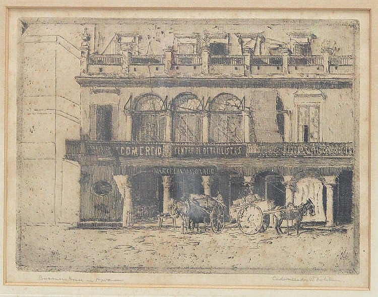 Cadwallader Washburn comparable auction result: cadwallader washburn american 1866 1965 business house havana antique etching and drypoint signed lr and titled in pencil approx 9 5 8 x 6 5 8