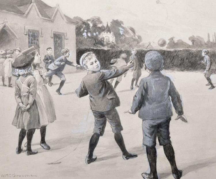 William Henry Charles Groome comparable auction result: william henry charles groome 1854 1913 british children in a playground with a boy flying a kite watercolour signed unframed 7 25 x 9