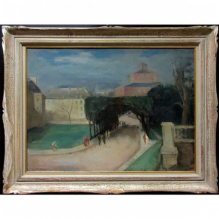 Eric Goldberg comparable auction result: eric goldberg canadian 1890 1969 entrance to a park paris oil on canvas signed lower left titled to gallery label verso 21 5 x 29 in 54 6 x 73 7 cm