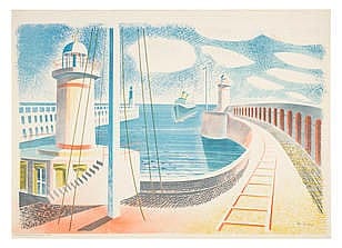 Eric William Ravilious comparable auction result: eric william ravilious british 1903 1942 newhaven harbour artmonsky p 38
