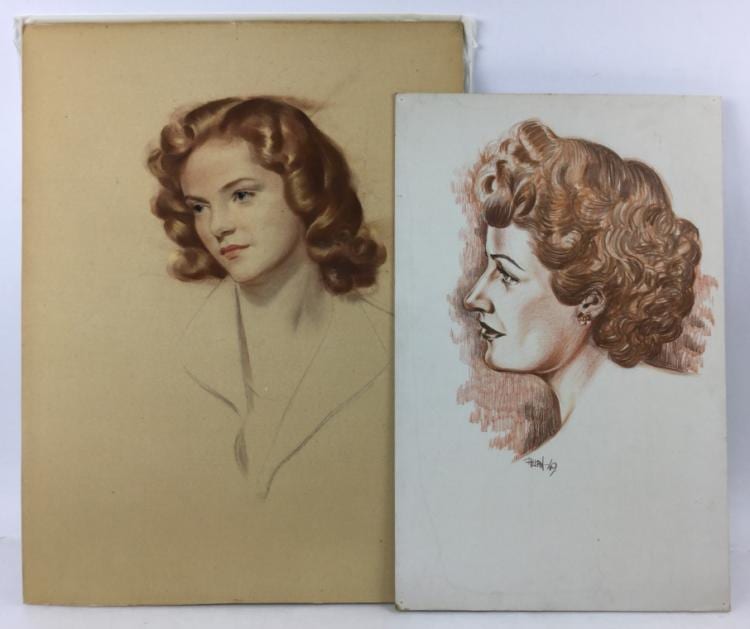 Allan Husberg comparable auction result: 2 allan husberg 1917 2008 pastel portraits