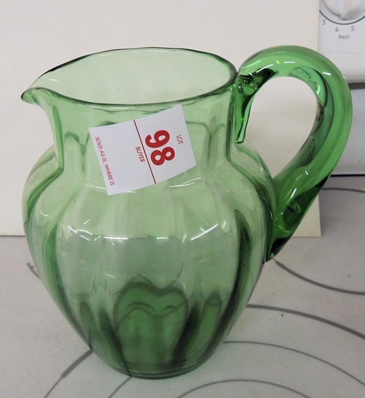 Arthur Nelson Green comparable auction result: art glass green pitcher