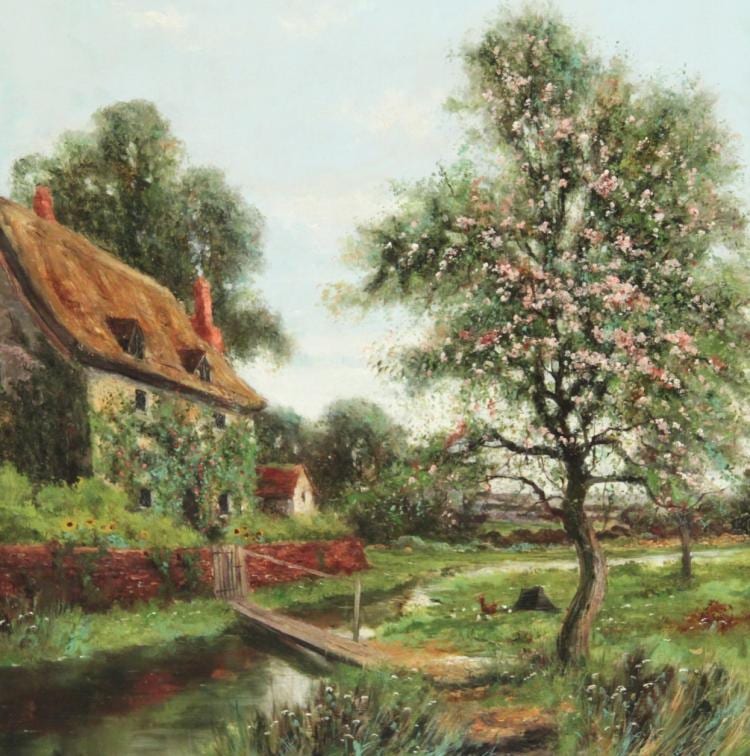 Abraham (1876) Hulk comparable auction result: a hulk junior 19th c o c cottage scene painting