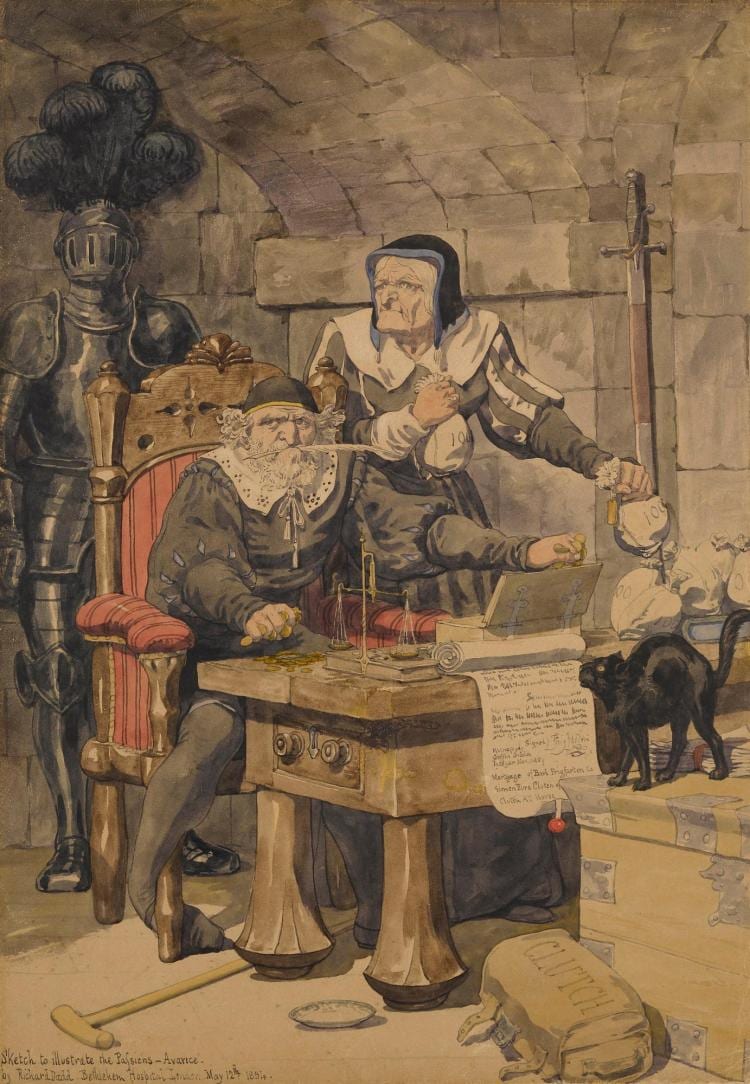 Richard Dadd comparable auction result: richard dadd sketch to illustrate the passions avarice