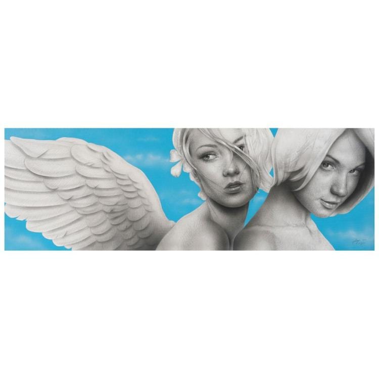 Ulises Gallegos comparable auction result: ulises gallegos las dos gracias signed and dated 2011 acrylic and graphite pencil on canvas 40 x 120 cm 15 7 x 47 2 inches