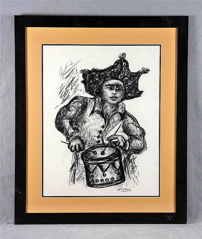 Laxeiro comparable auction result: laxeiro 1908 1996 tamborilero drawing in charcoal 55x43 cm signed