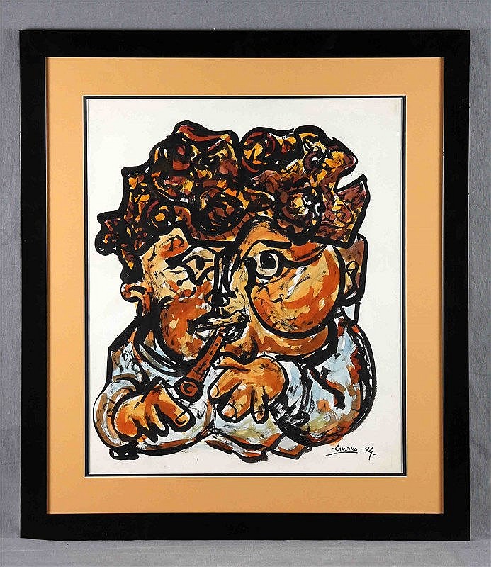 Laxeiro comparable auction result: laxeiro 1908 1996 tocando la flauta mixed paper technique 58x50 cm
