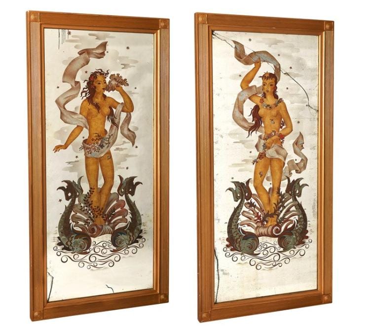 Pierre Lardin comparable auction result: pierre lardin 1902 1982 a pair of large reverse painted wall mirrorsmid