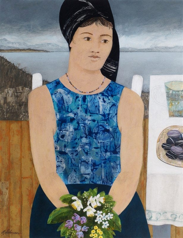 Geoffrey Robinson comparable auction result: geoffrey robinson british b 1945 woman seated by the coast oil on board