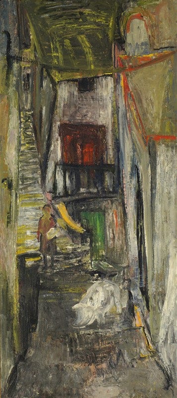 Henry Inlander comparable auction result: henry inlander austrian british 1925 1983 street scene with pig oil on c