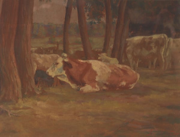 John Ferguson Weir comparable auction result: john ferguson weir resting cattle gouache