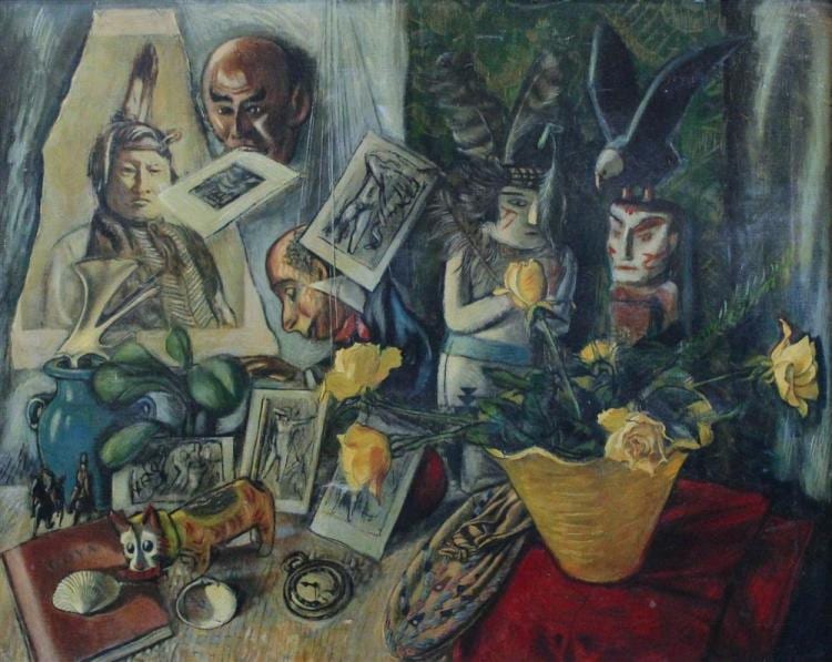 Victor DePauw comparable auction result: victor de pauw american 1902 1971 yellow roses puppets and things 1958 oil on canvas 24 x 30 in
