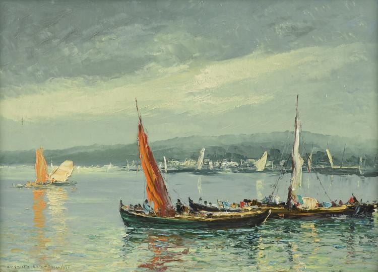 Augusto Gomes Martins comparable auction result: augusto gomes martins portuguese 1922 1994 a painting sailboats in the port