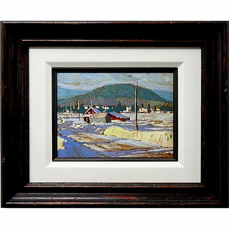 Garth Armstrong comparable auction result: garth armstrong canadian 1960 untitled home in winter oil on board signed lower right 8 x 10 in 20 3 x 25 4 cm