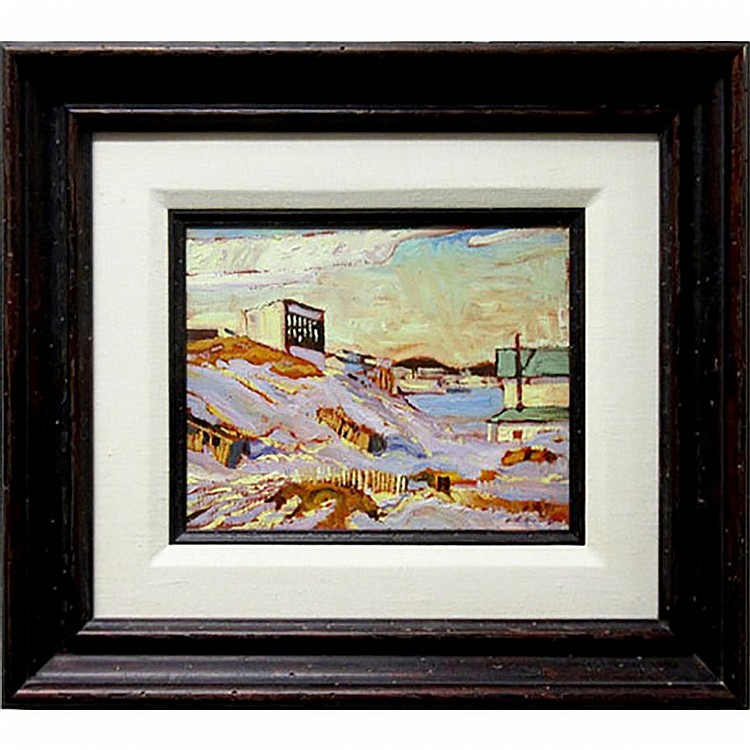 Garth Armstrong comparable auction result: garth armstrong canadian 1960 untitled sunlit day winter oil on board signed lower right 8 x 10 in 20 3 x 25 4 cm