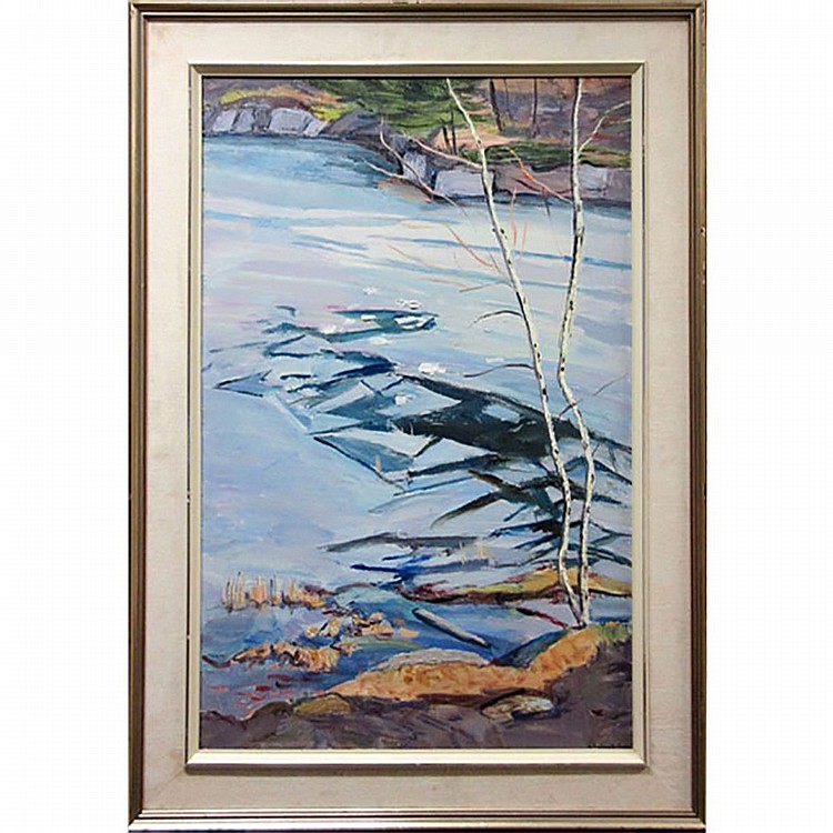 Betty Galbraith-Cornell comparable auction result: betty galbraith cornell canadian 1916 2012 thin ice oil on masonite signed lower right titled to label verso 34 x 22 in 86 4 x 55 9 cm