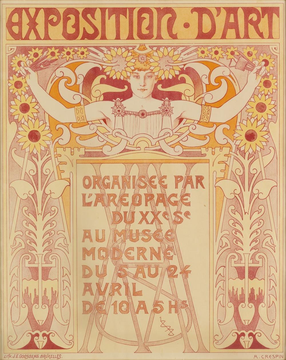 Adolphe Crespin comparable auction result: adolphe crespin 1859 1944 exposition d art 1898 24x19 inches 61x49 cm j e goossens brussels