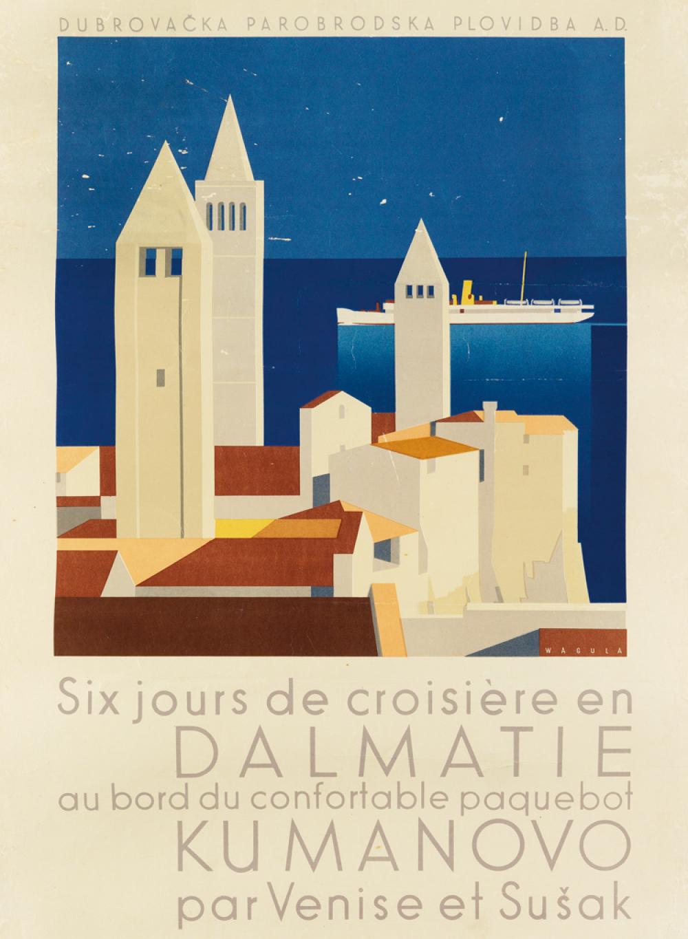 Hans Wagula comparable auction result: hans wagula 1894 1964 six jours de croisi re en dalmatie kumanovo 1936 24x18 inches 62x45 cm
