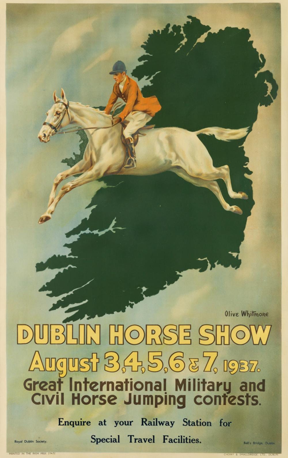 Olive Whitmore comparable auction result: olive whitmore dates unknown dublin horse show 1937 40x25 inches 101x63 cm cherry smalldridge dublin