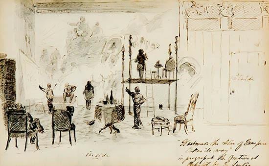 John Ferguson Weir comparable auction result: john ferguson weir american 1841 1926 view of a room inside the u s capitol ink and pencil on grid paper