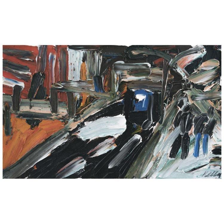 Phil Kelly comparable auction result: phil kelly en la calle signed oil on canvas 30 x 50 cm 11 x 19 inches