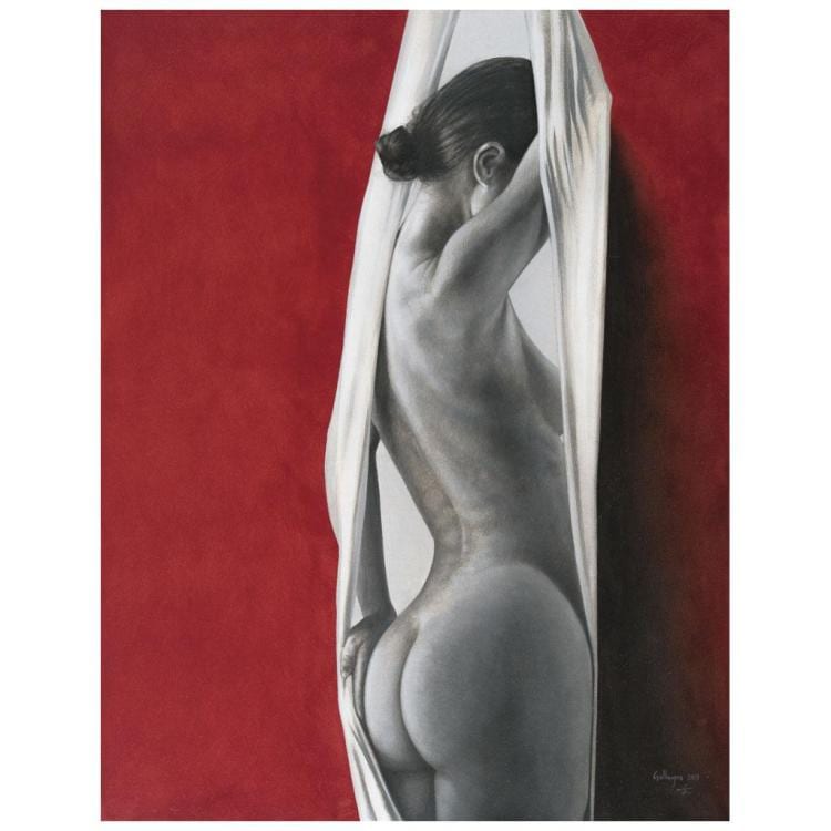 Ulises Gallegos comparable auction result: ulises gallegos cha xvi mujer en lienzo from the acentos portfoil signed and dated 2017 oil on canvas 90 x 70 cm 35 x 27